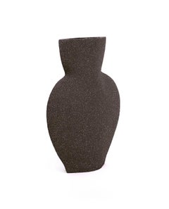 21st Century Amphora Vase in Black Ceramic, Hand-Crafted in France