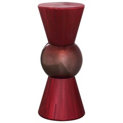 21stCentury Amphorae Red Sculpture Side Table Straw Resin Marquetry Luca Barengo