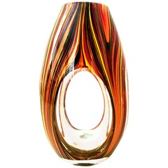 21st Century and New Missoni Modern Optical Striped Blown Glass Vase