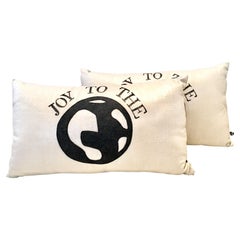 21st Century and New Pair of "Joy To The World" Metallic Coated Pillows Set of 2
