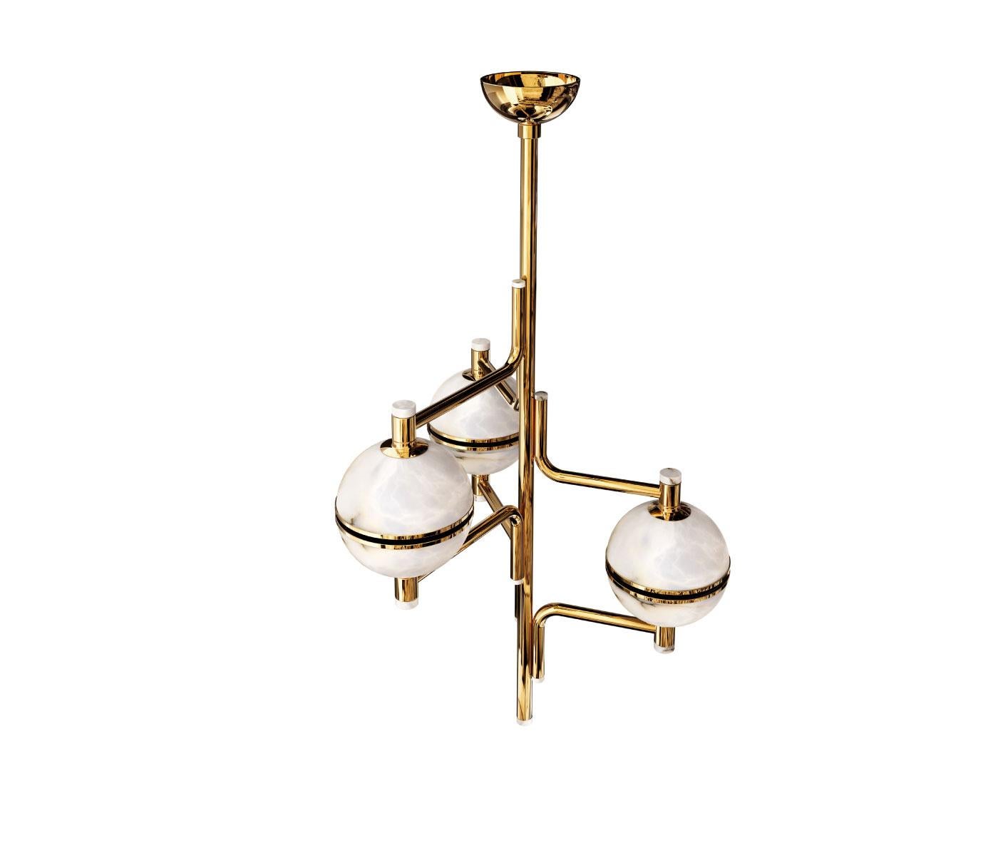 21st Century Andros II Suspension Lamp Brass Alabaster In New Condition For Sale In RIO TINTO, PT