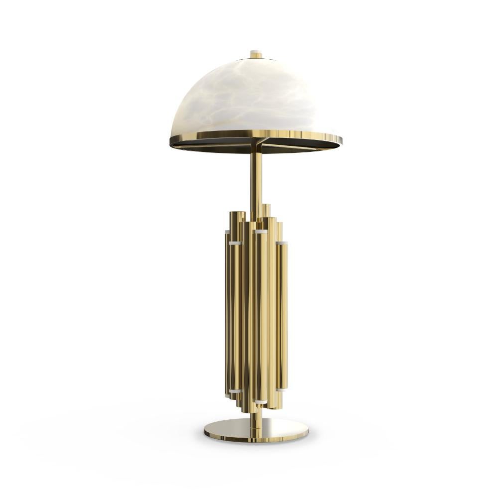 Portuguese 21st Century Andros Table Lamp Brass Alabaster For Sale