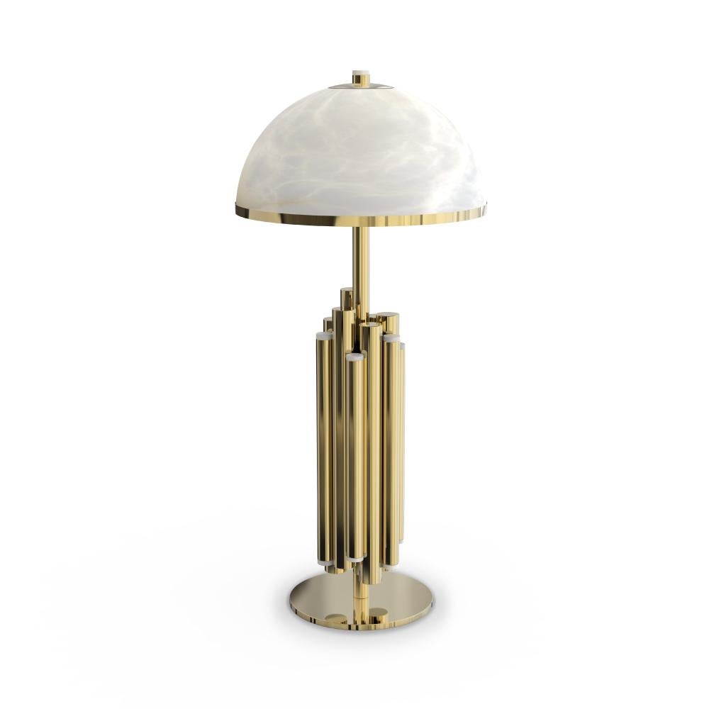 21st Century Andros Table Lamp Brass Alabaster In New Condition For Sale In RIO TINTO, PT