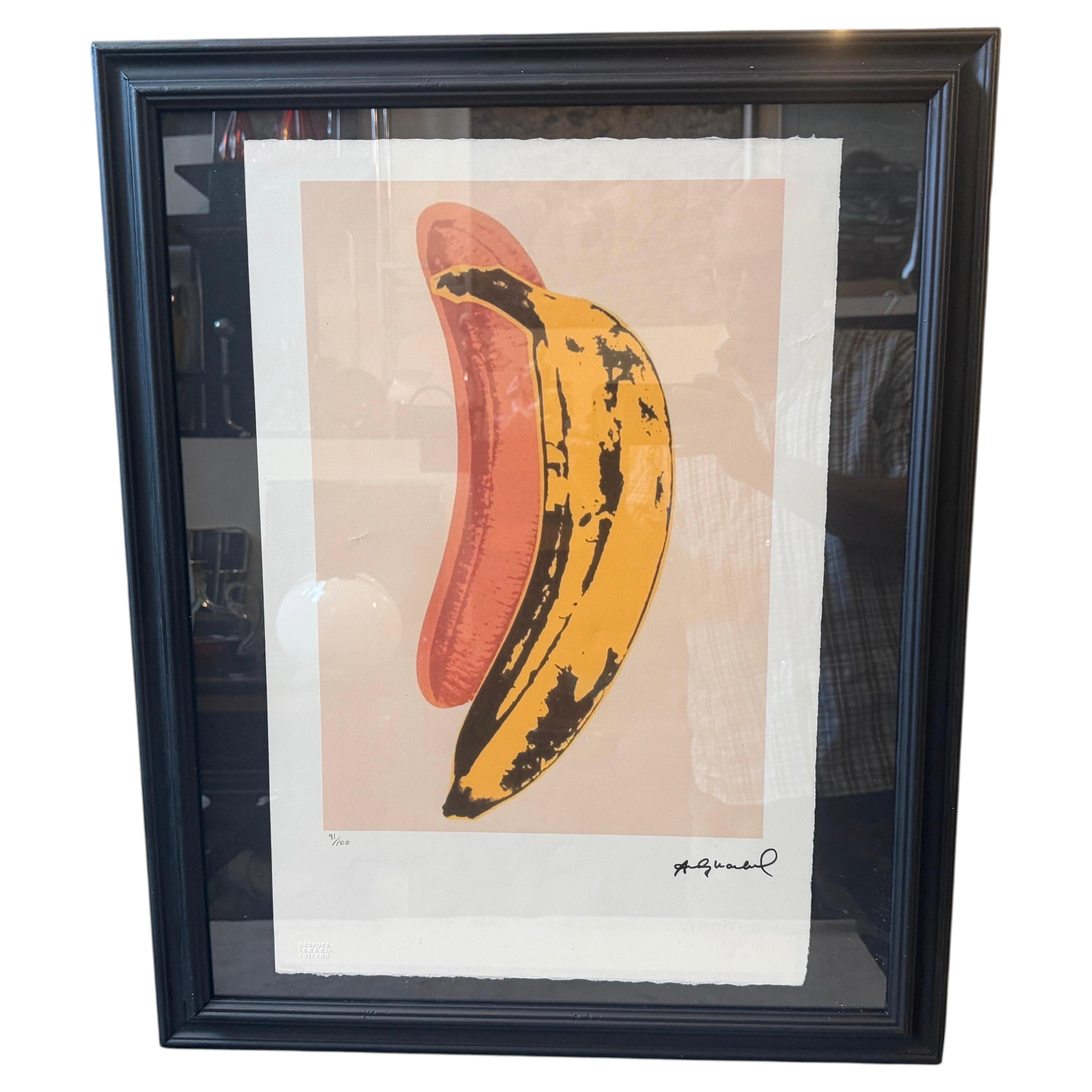 21st Century Andy Warhol Pop Art Framed 91/100 Banana Lithography