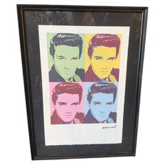 21st Century Andy Warhol Pop Art Framed Elvis Presley 52/100 Lithography