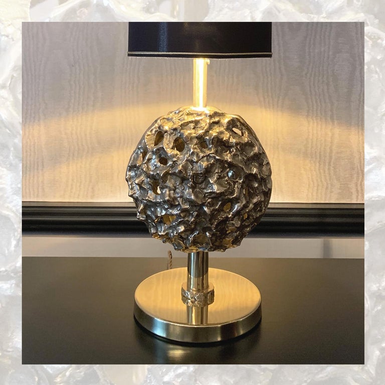 Tall Brass Table Lamps, Cylinder Shade, Conchiglia, Angelo Brotto x