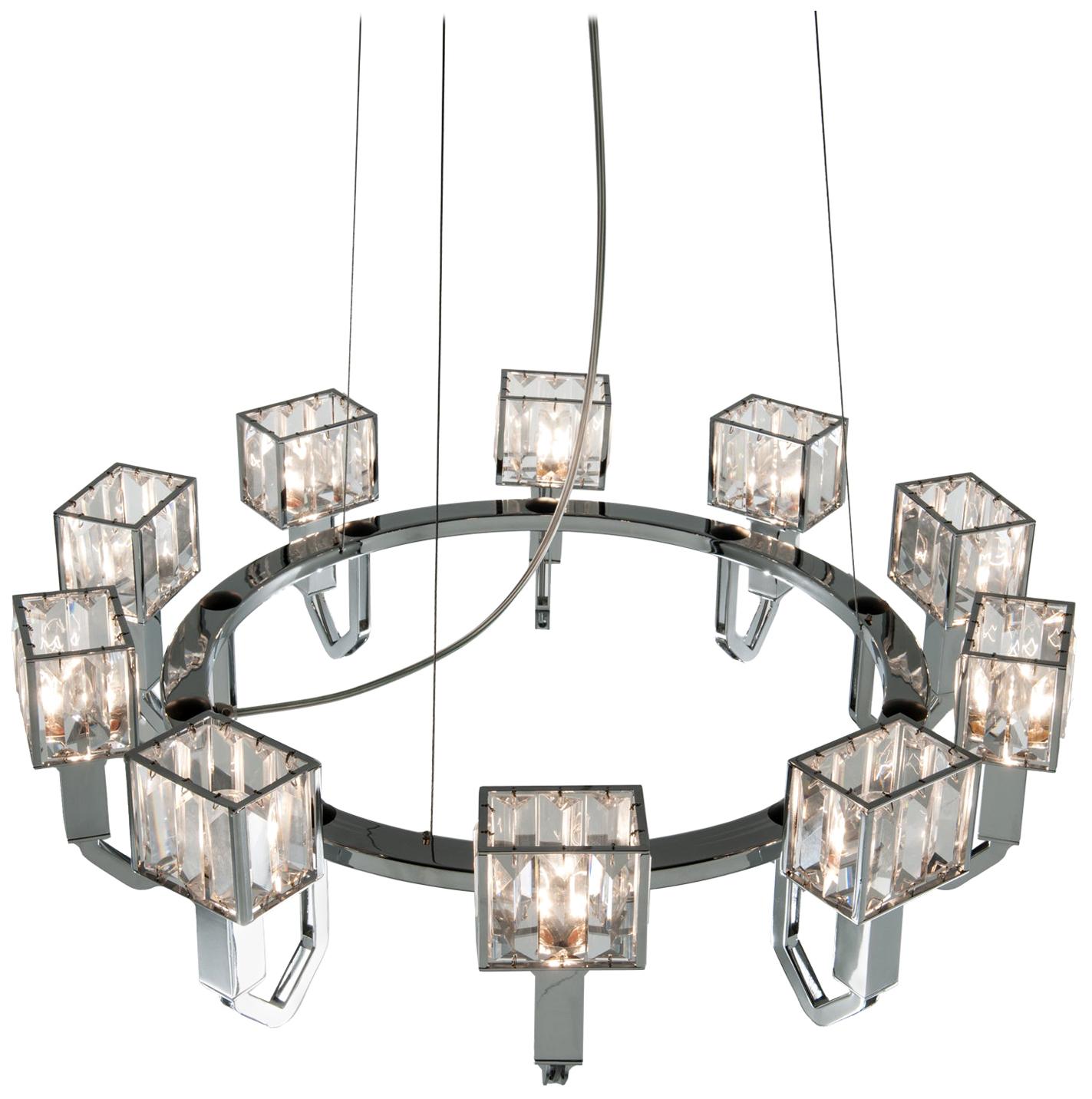 21st Century Angie Crystal and Chrome Chandelier by Roberto Lazzeroni