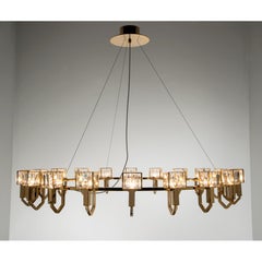 21st Century Angie Crystal and Gold Chandelier by Roberto Lazzeroni
