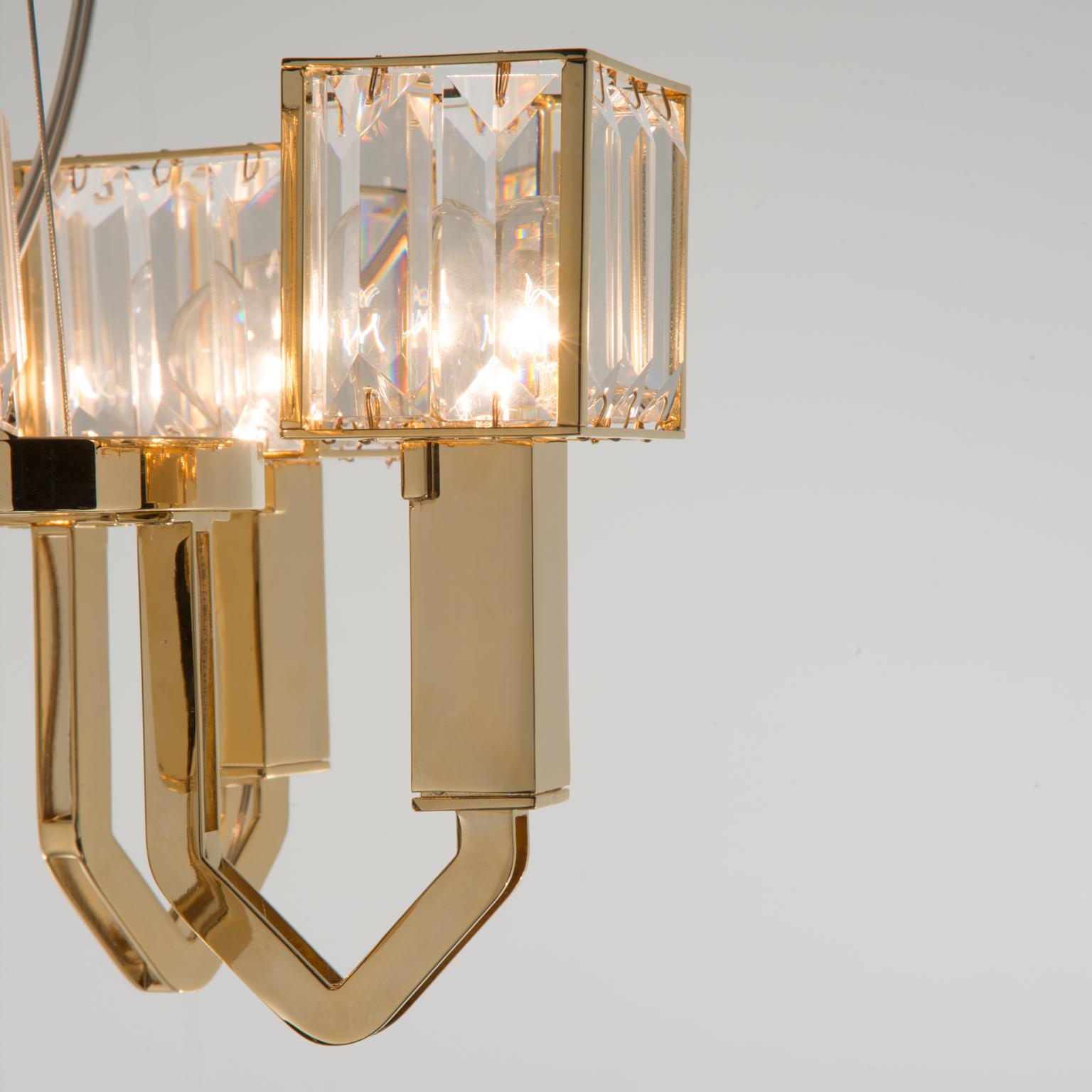 Modern 21st Century Angie Crystal and Gold Chandelier by Roberto Lazzeroni For Sale