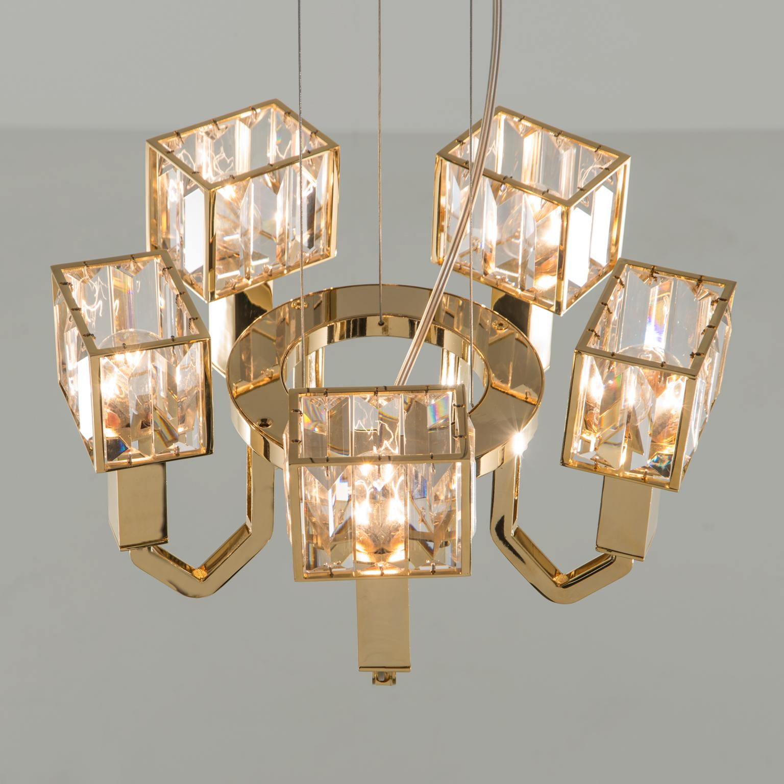 Italian 21st Century Angie Crystal and Gold Chandelier by Roberto Lazzeroni For Sale