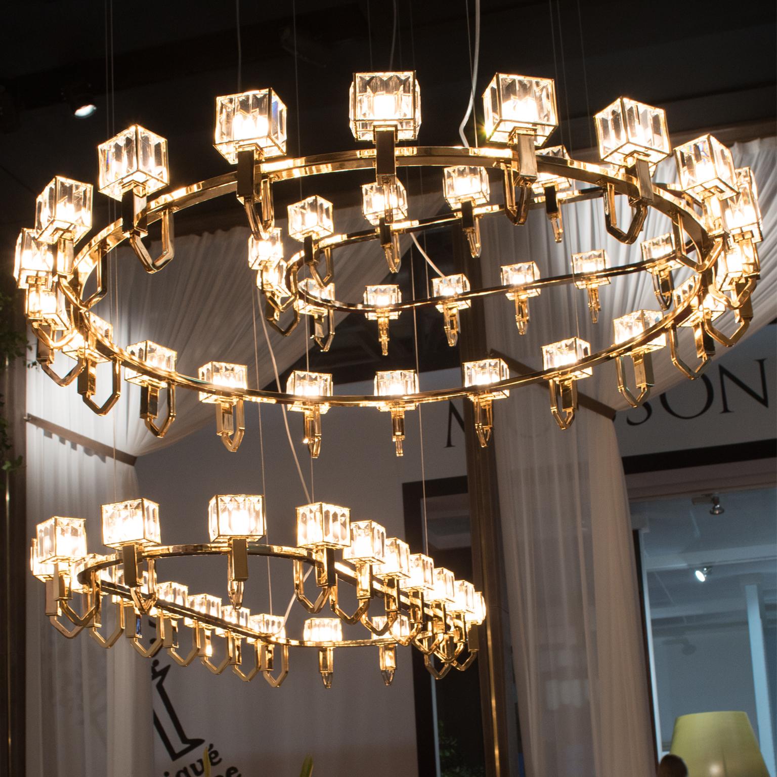Lustre Angie du 21e siècle en cristal et or de Roberto Lazzeroni Neuf - En vente à Sesto Fiorentino, IT