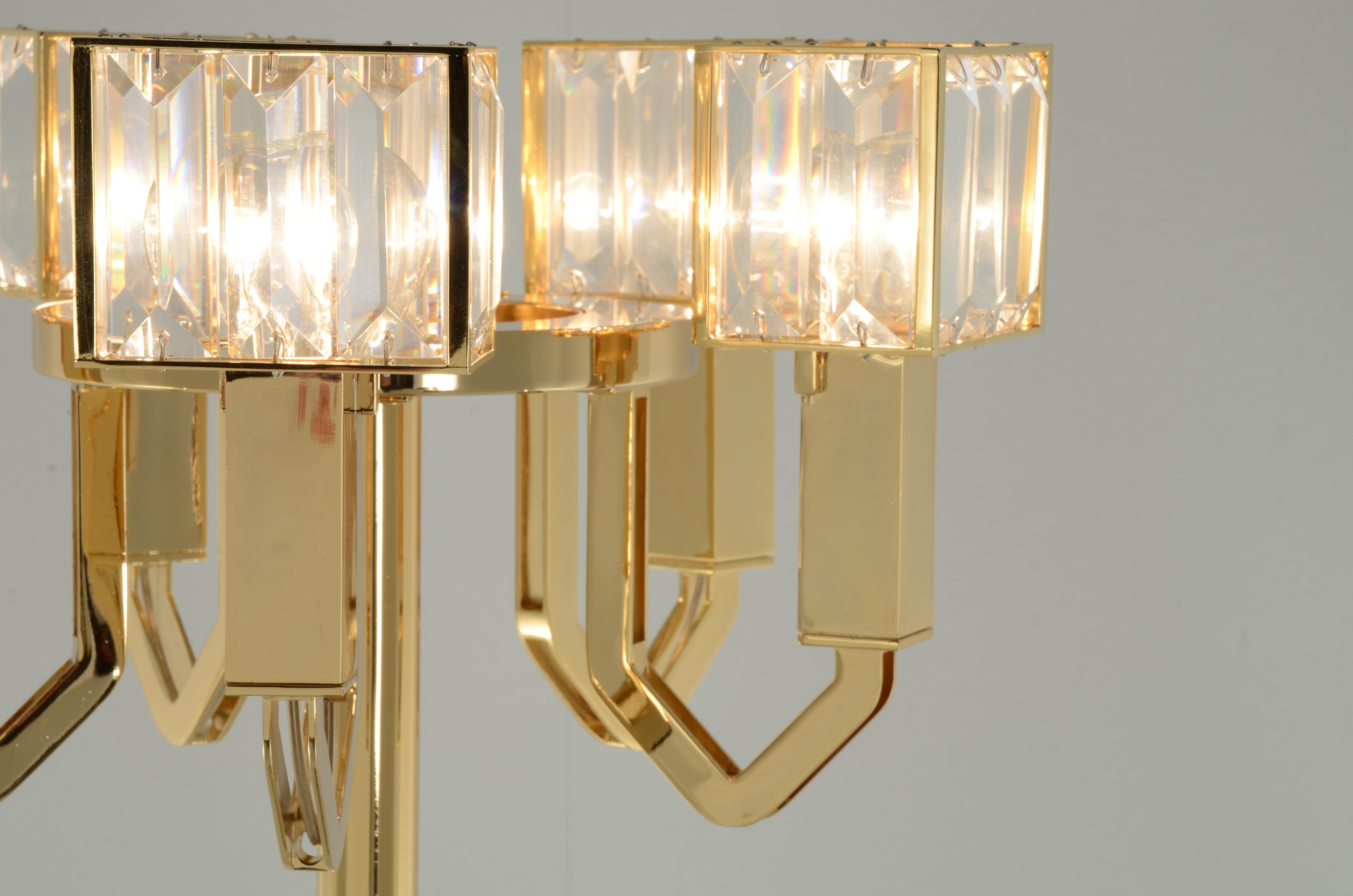 Modern 21st Century Angie Crystal and Gold Floor Lamp by Roberto Lazzeroni For Sale