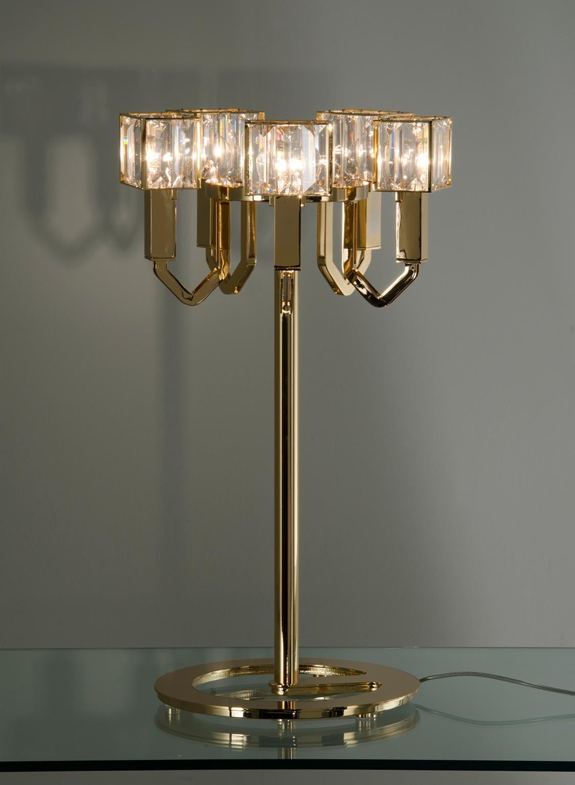 Modern 21st Century Angie Crystal and Gold Table Lamp by Roberto Lazzeroni For Sale