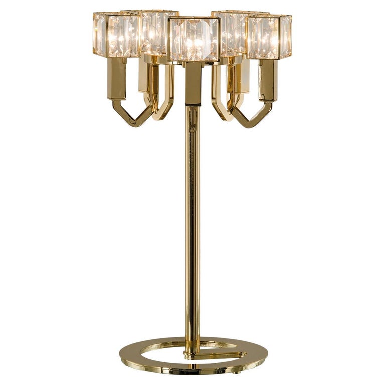 21st Century Angie Crystal and Gold Table Lamp by Roberto Lazzeroni For