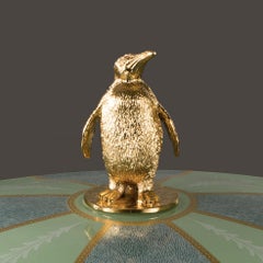21st Century, Animal Box Collection, Porcelain Box with Golden Bronze Penguin