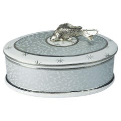 21st Century, Animal Box Collection, Porcelain Box with Silver Bronze Fish 