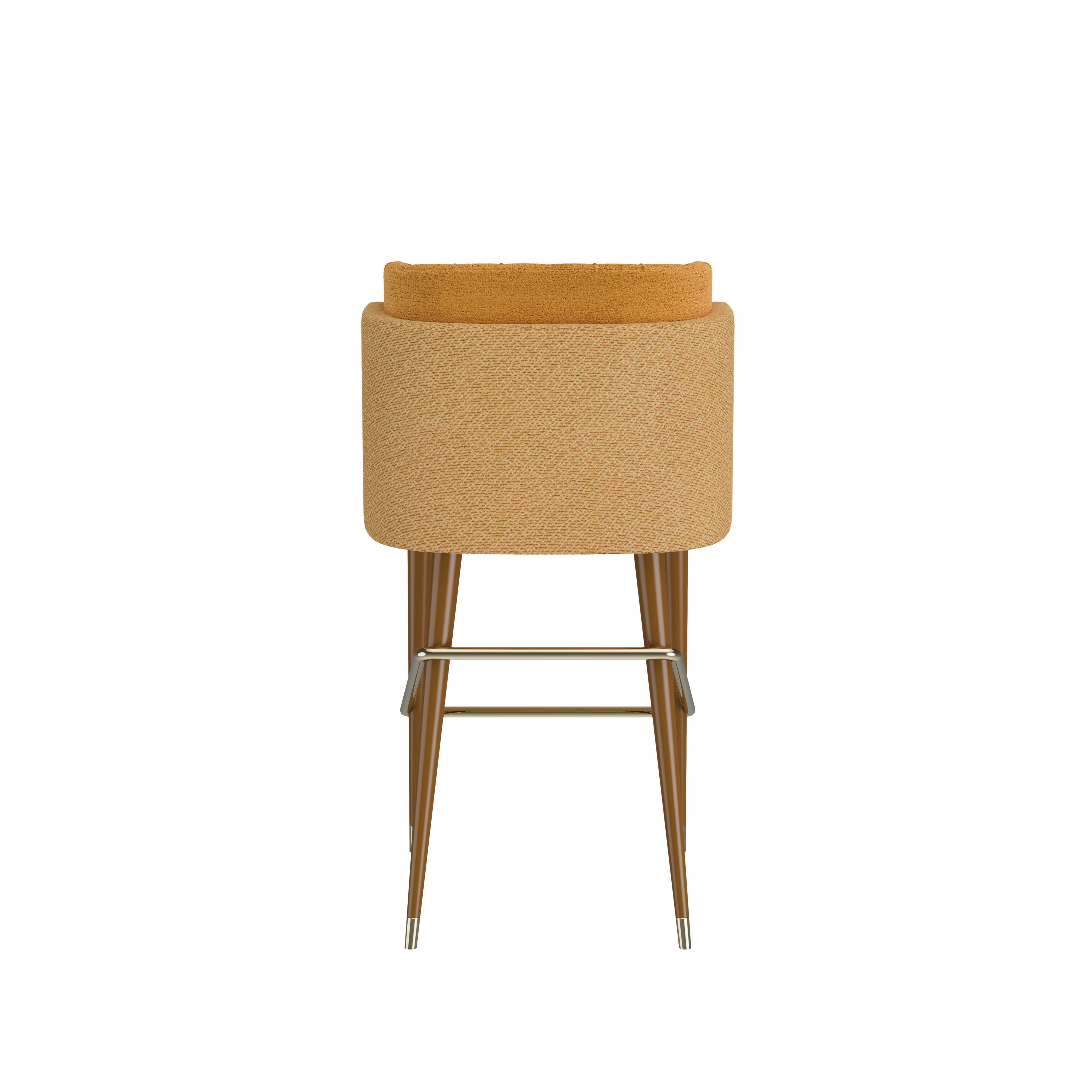 21st Century Anita Bar Chair Cotton Velvet Walnut Wood For Sale 2