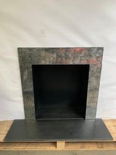21st Century Antique Glass & Steel Fireplace Insert