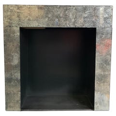 21st Century Vintage Glass & Steel Fireplace Insert