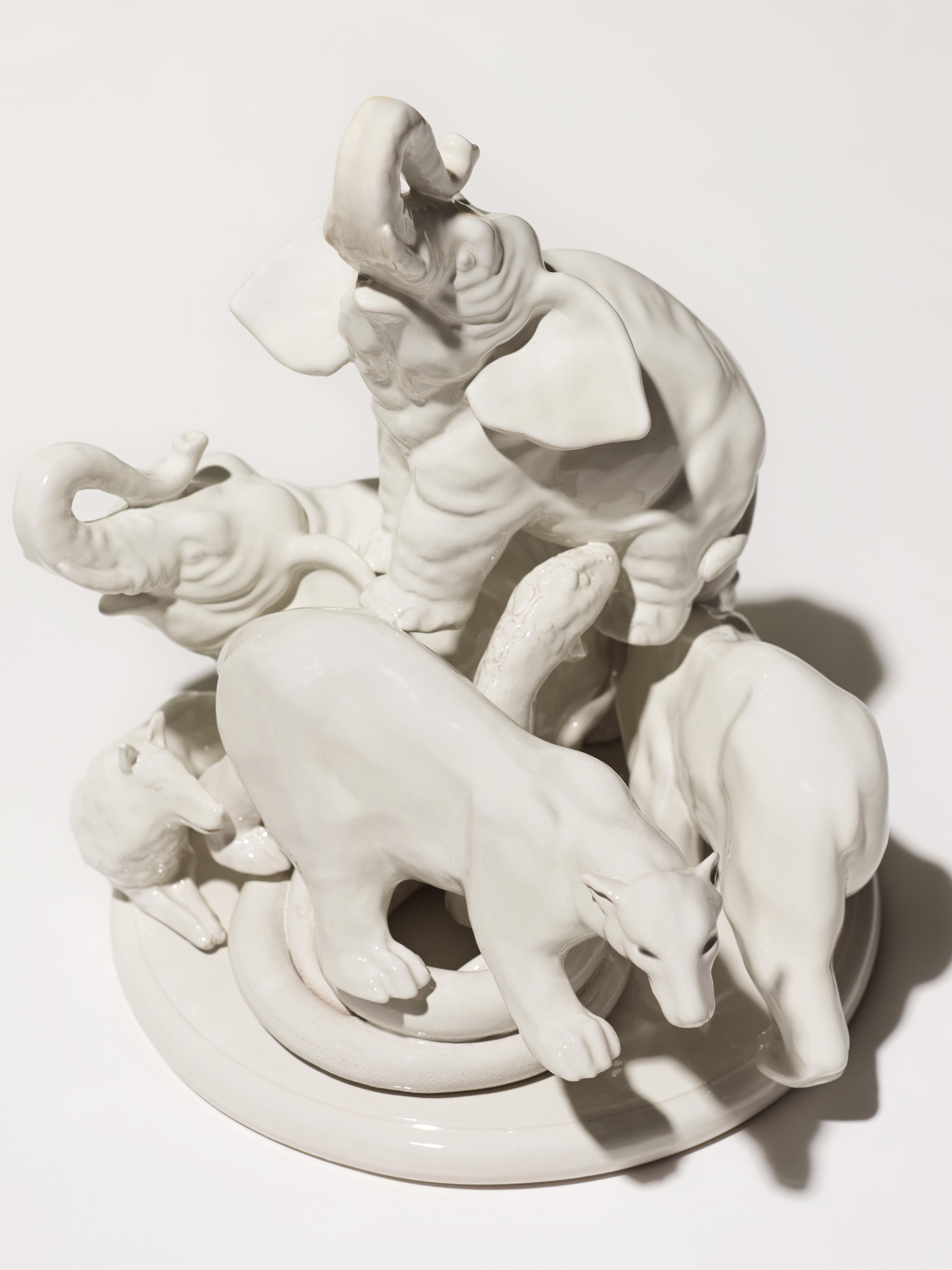 Enameled 21st Century Antique White Sculpture Ceramica Gatti, designer A. Anastasio For Sale