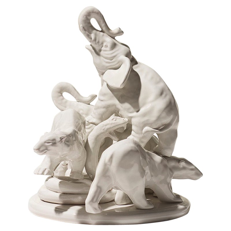 21st Century Antique White Sculpture Ceramica Gatti, designer A. Anastasio For Sale