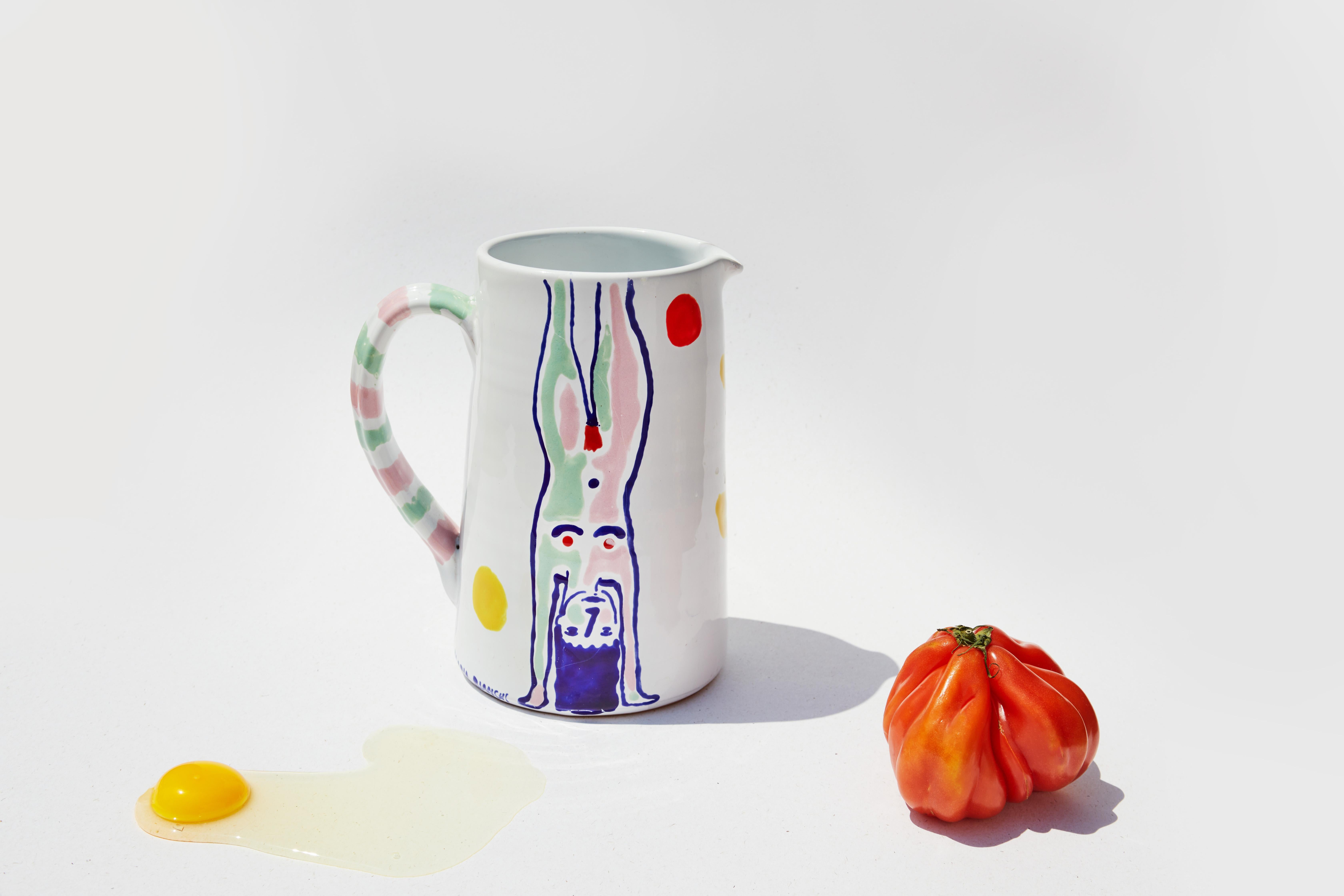 Handmade and Hand glazed Italian Ceramic 
Dishwasher-safe
21x Ø13 cm

This Handcrafted and hand-glazed ceramic jug/vase is made in Grottaglie (Puglia), one of the most acknowledged Italian hubs for ceramics, and it is entirely hand glazed and