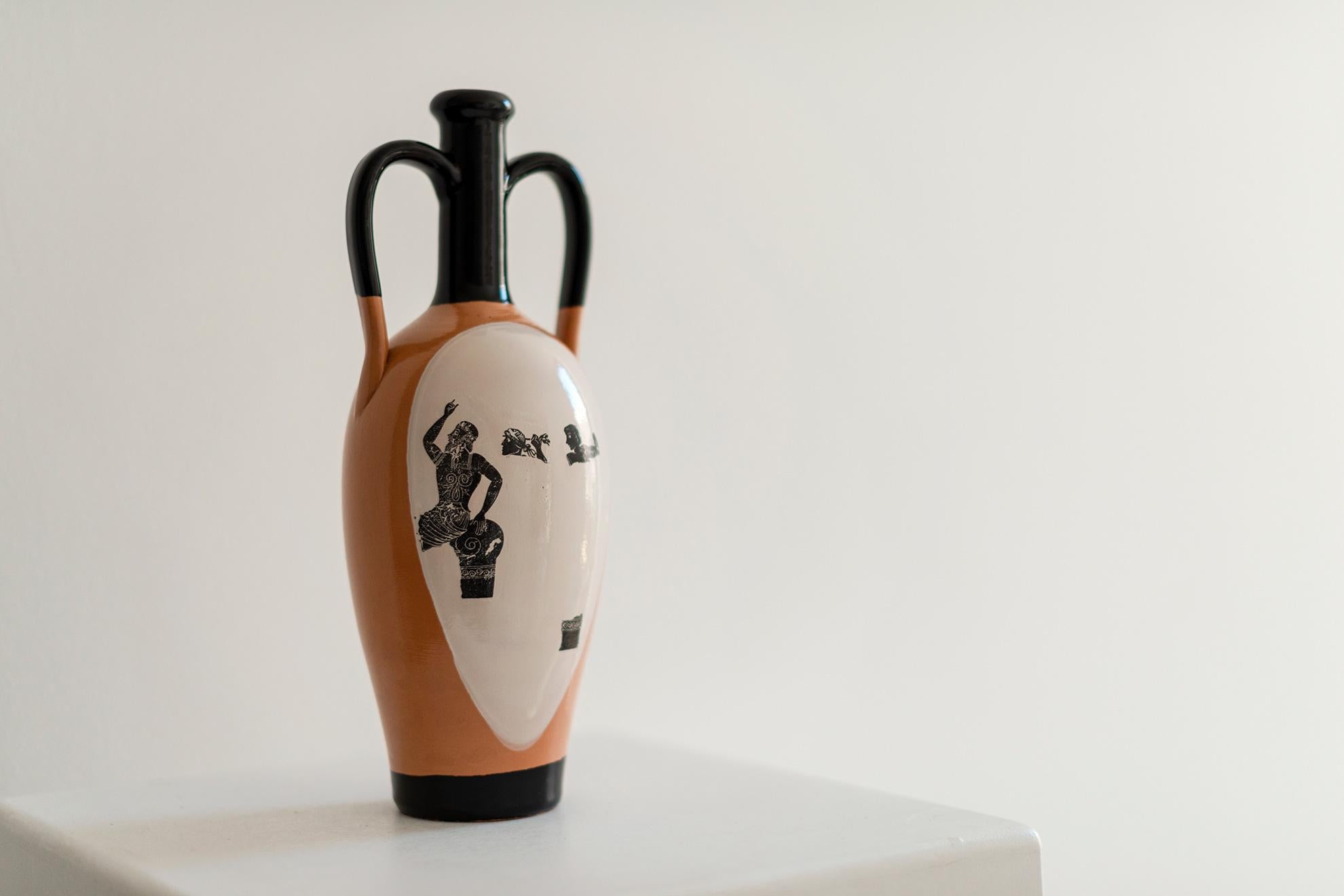 Découpage 21st Century Apulian Ceramic Amphorae Kiasmo by Vincenzo D'alba For Sale