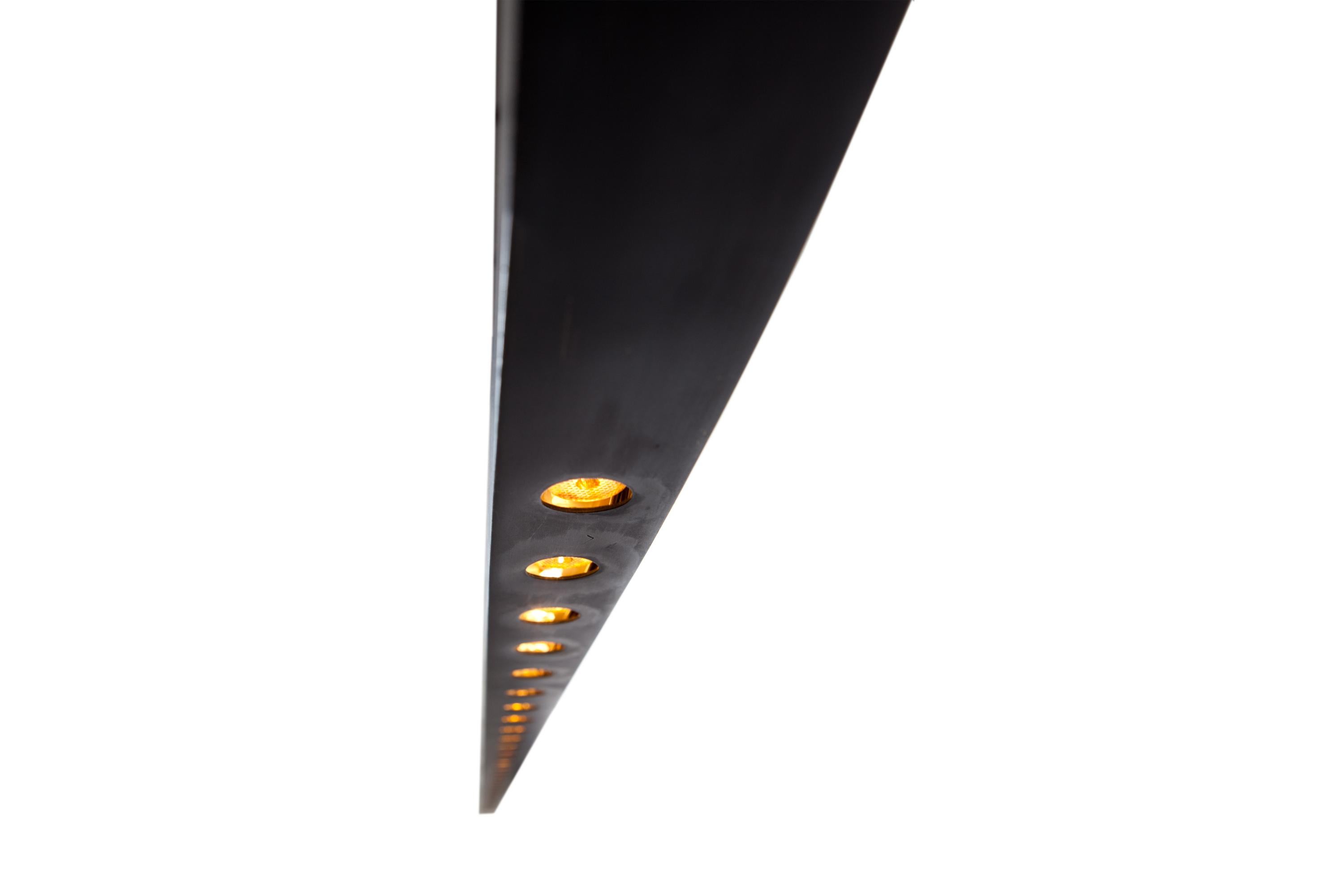 Blackened 21st Century Arch Ceiling Light brass LED For Sale