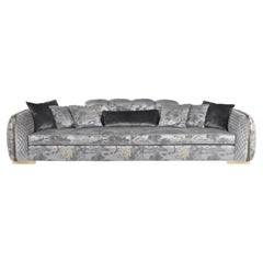 21st Century Arkè 3-Sitzer-Sofa aus Stoff mit Details aus Messing-Wachsausschmelzverfahren