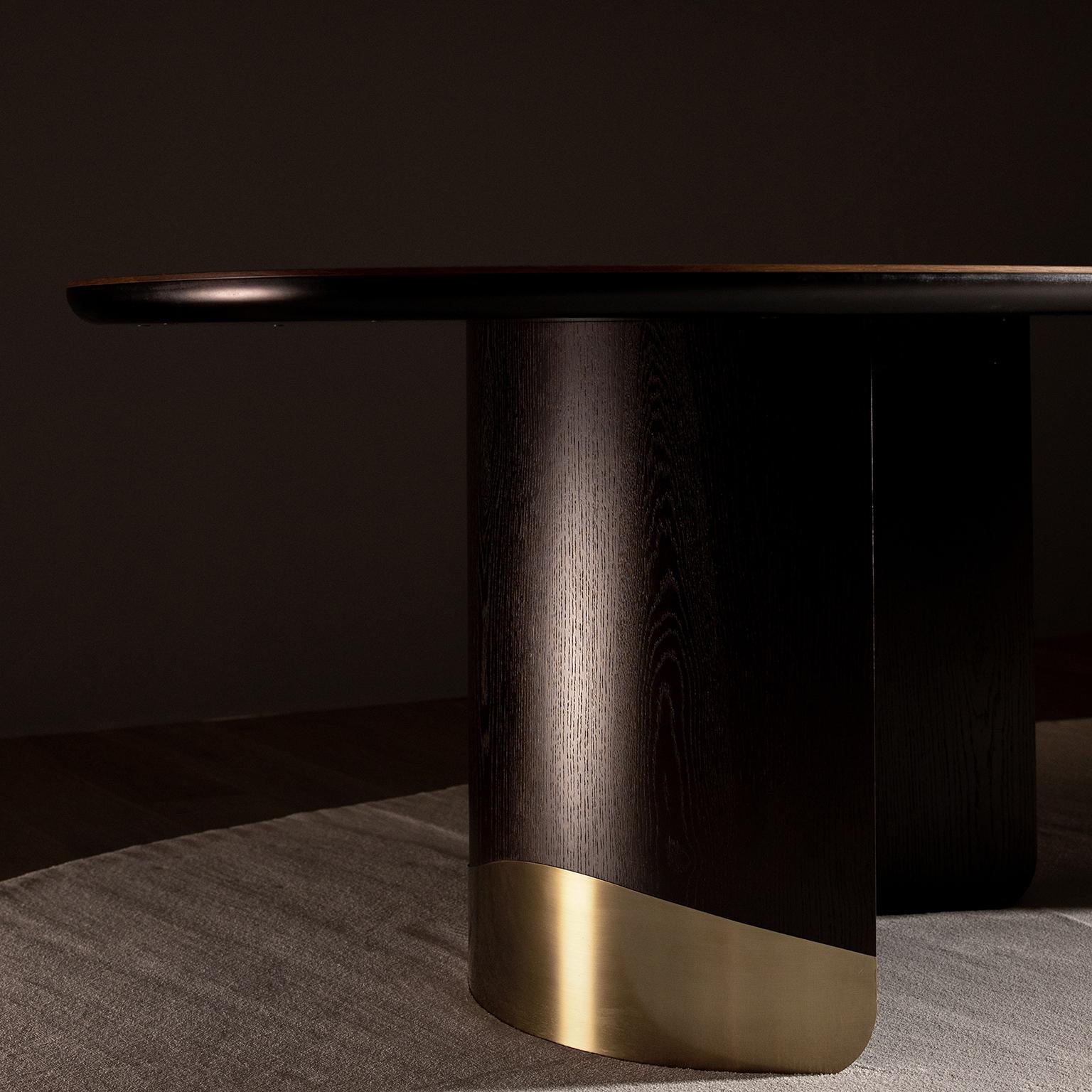 Contemporary Modern Armona Dining Table American Oak Brass Handmade in Portugal by Greenapple For Sale