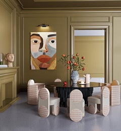 21st Century Arsty Fyoo Cher Dining Chair Cotton Velvet and Brass