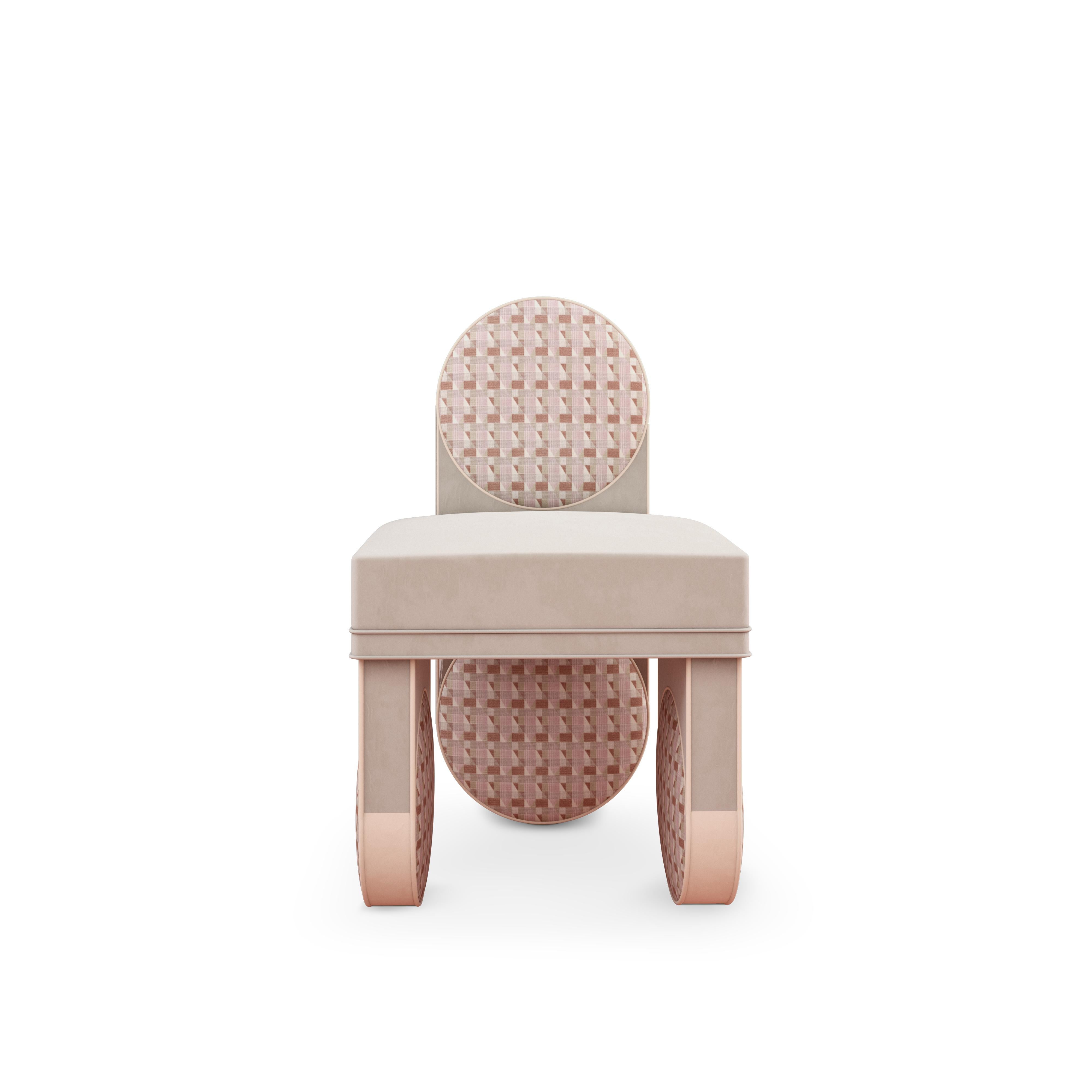 21st Century Arsty Fyoo Cher Dining Chair Cotton Velvet and Brass In Distressed Condition For Sale In RIO TINTO, PT