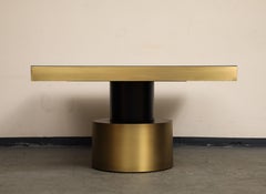 21st Century Art Deco Antique Brass and Black Lacquered Wood Rio Dining Table