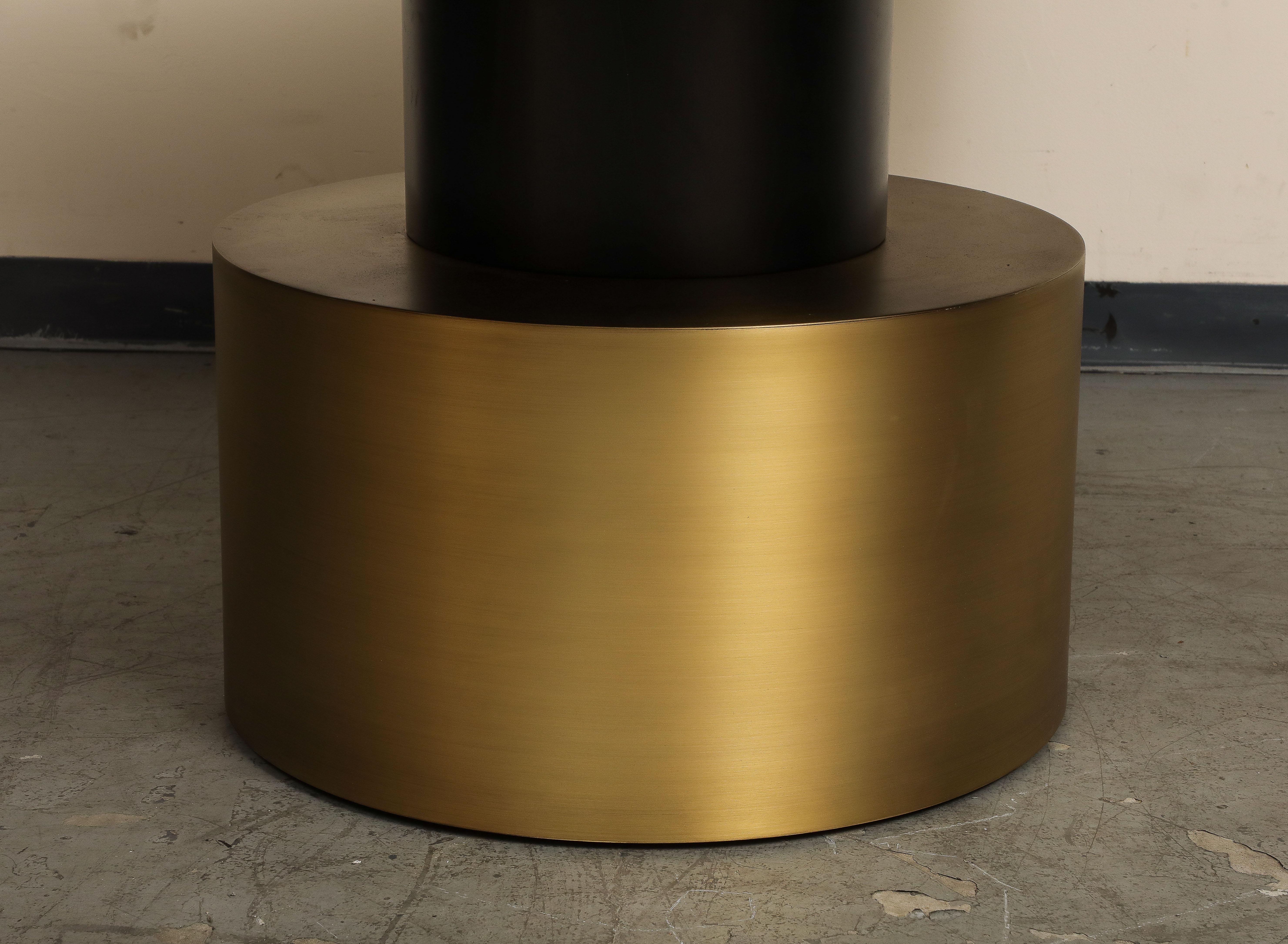21st Century Art Deco Antique Brass and Black Lacquered Wood Rio Dining Table For Sale 3