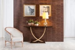 Art Deco Fontaine Console Table, Beech Gold Leaf, Handmade Portugal Greenapple