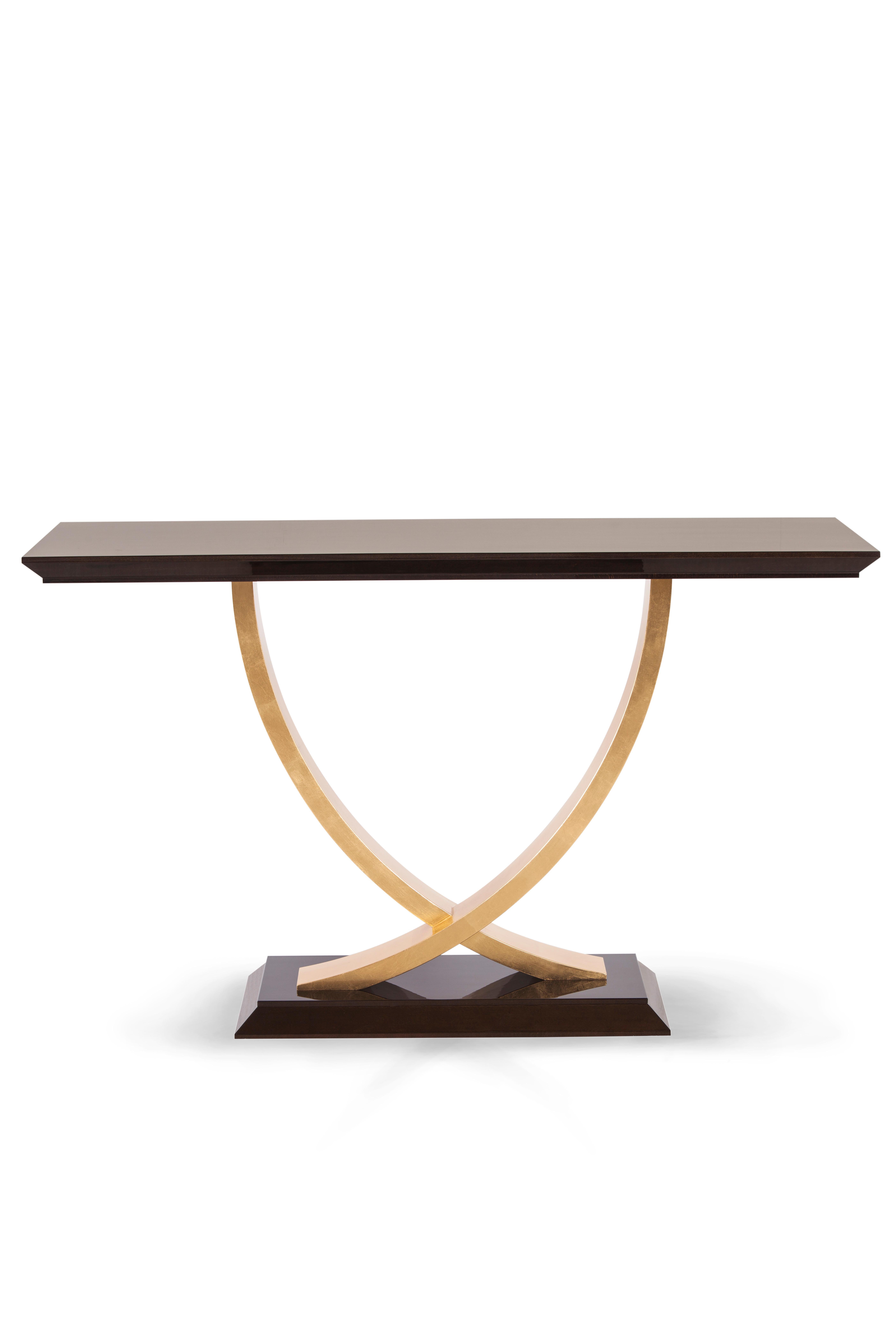 Moderne Table console Fontaine Art Déco, Beeche Gold Leaf, Handmade Portugal Greenapple en vente