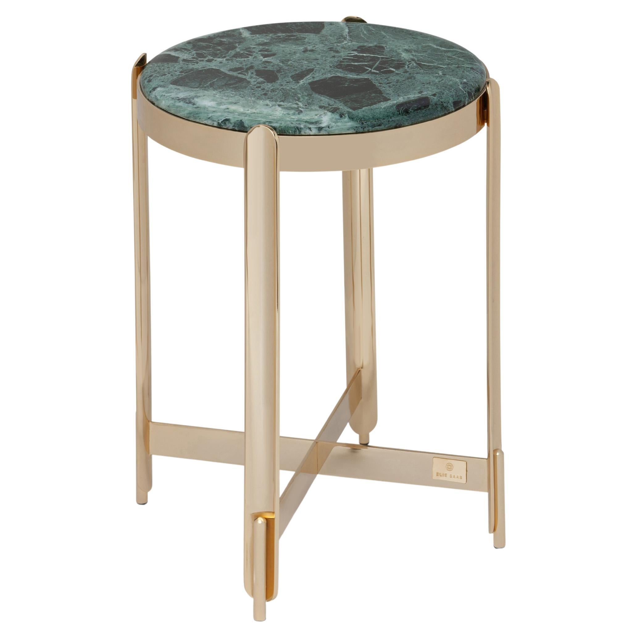 21st Century Art Déco Elie Saab Maison Alpine Green Brass Side Table, Italy