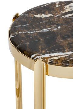 21st Century Art Déco Elie Saab Maison Black & Gold Marble Side Table, Italy