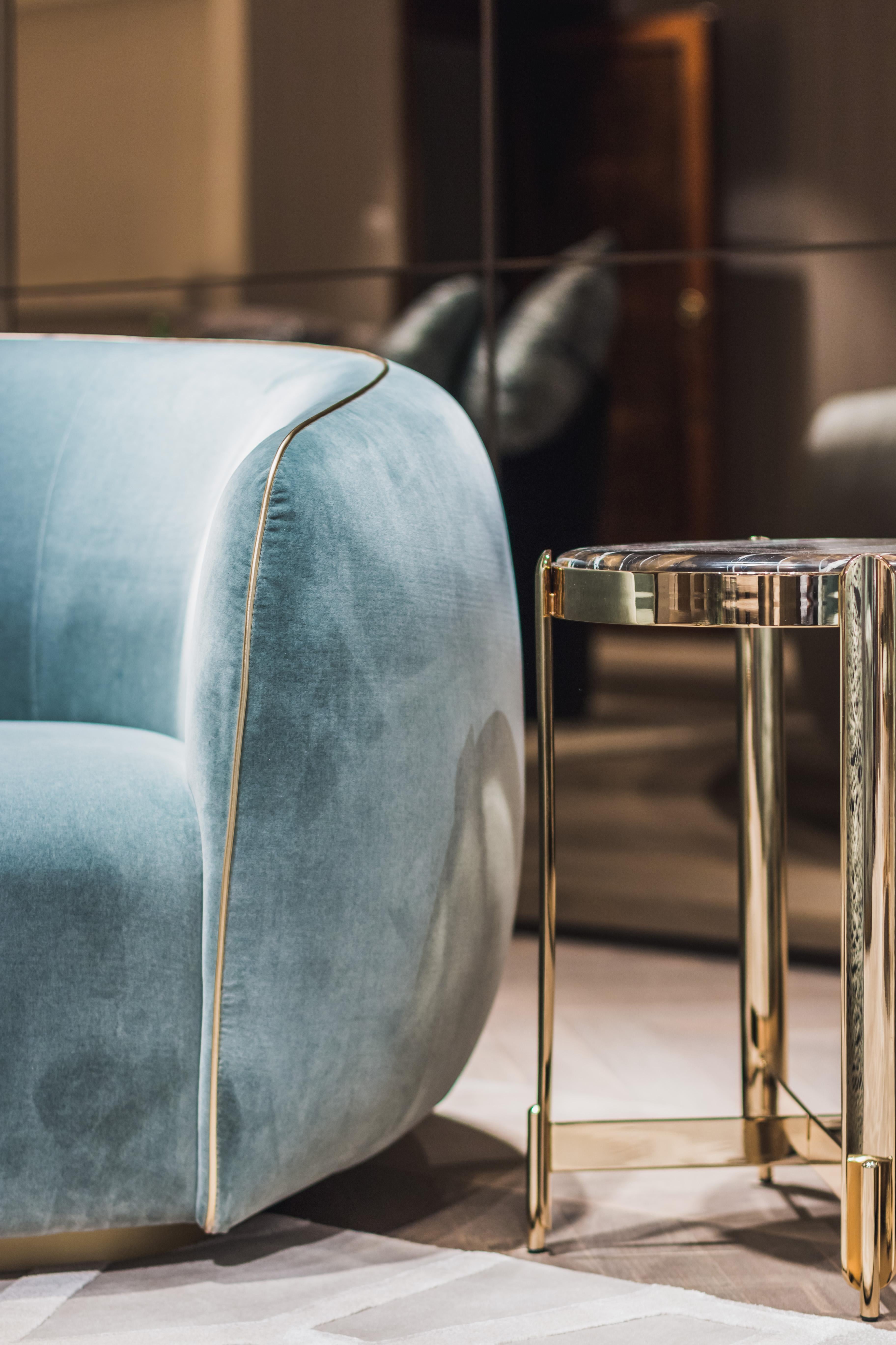 Art Deco 21st Century Art Déco Elie Saab Maison Black & Gold Marble Side Table, Italy For Sale