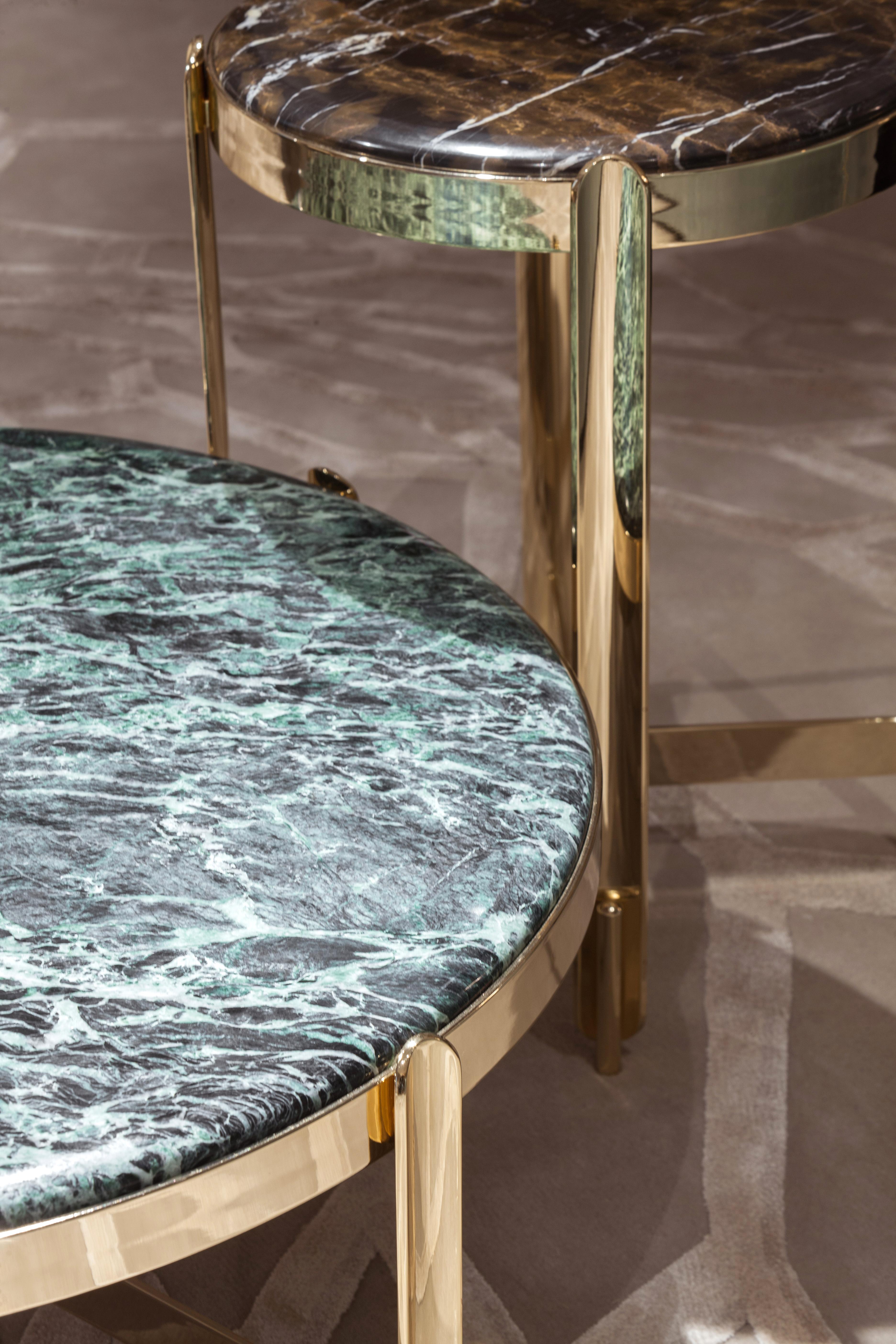 Italian 21st Century Art Déco Elie Saab Maison Black & Gold Marble Side Table, Italy For Sale