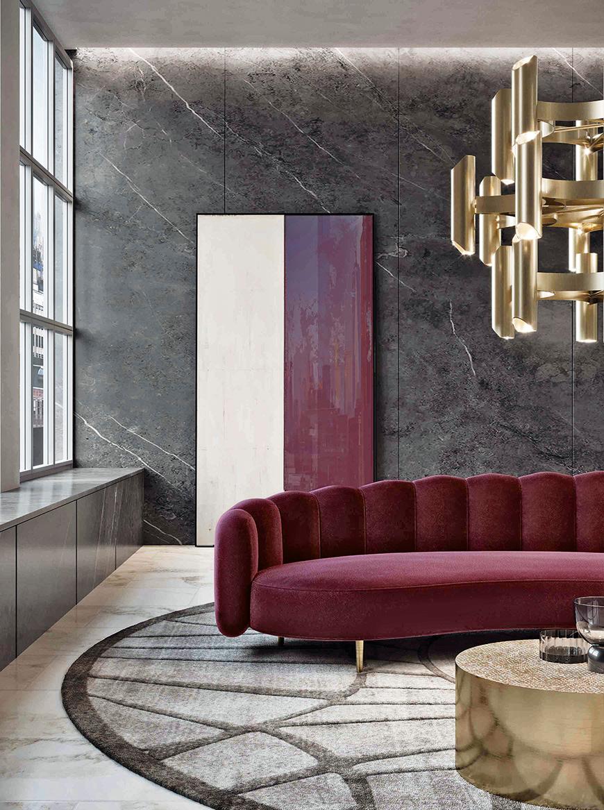 Art Deco Style Elie Saab Maison Bordeaux Velvet Monolith Sofa, Italy For Sale 1