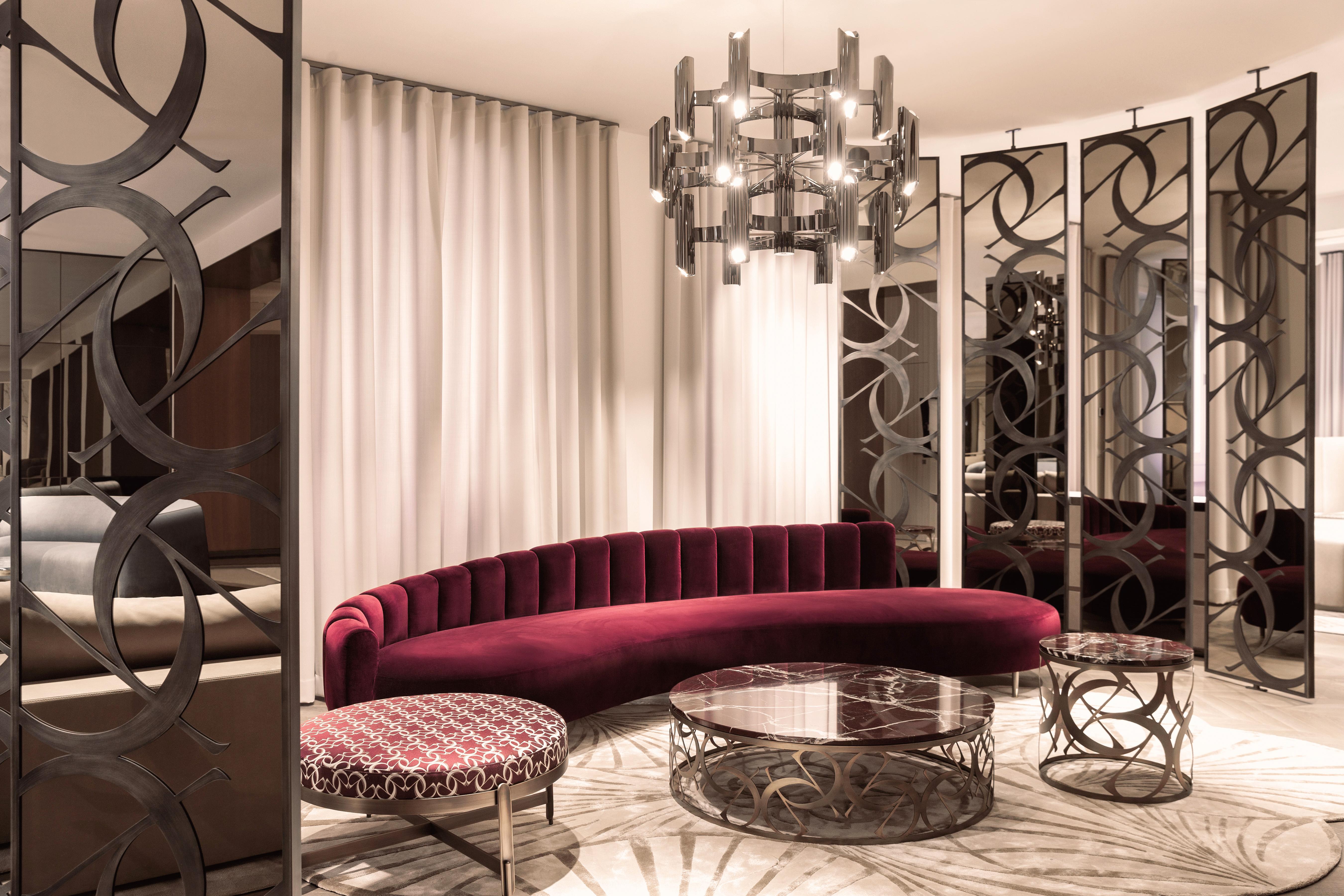 Italian Art Deco Style Elie Saab Maison Bordeaux Velvet Monolith Sofa, Italy For Sale