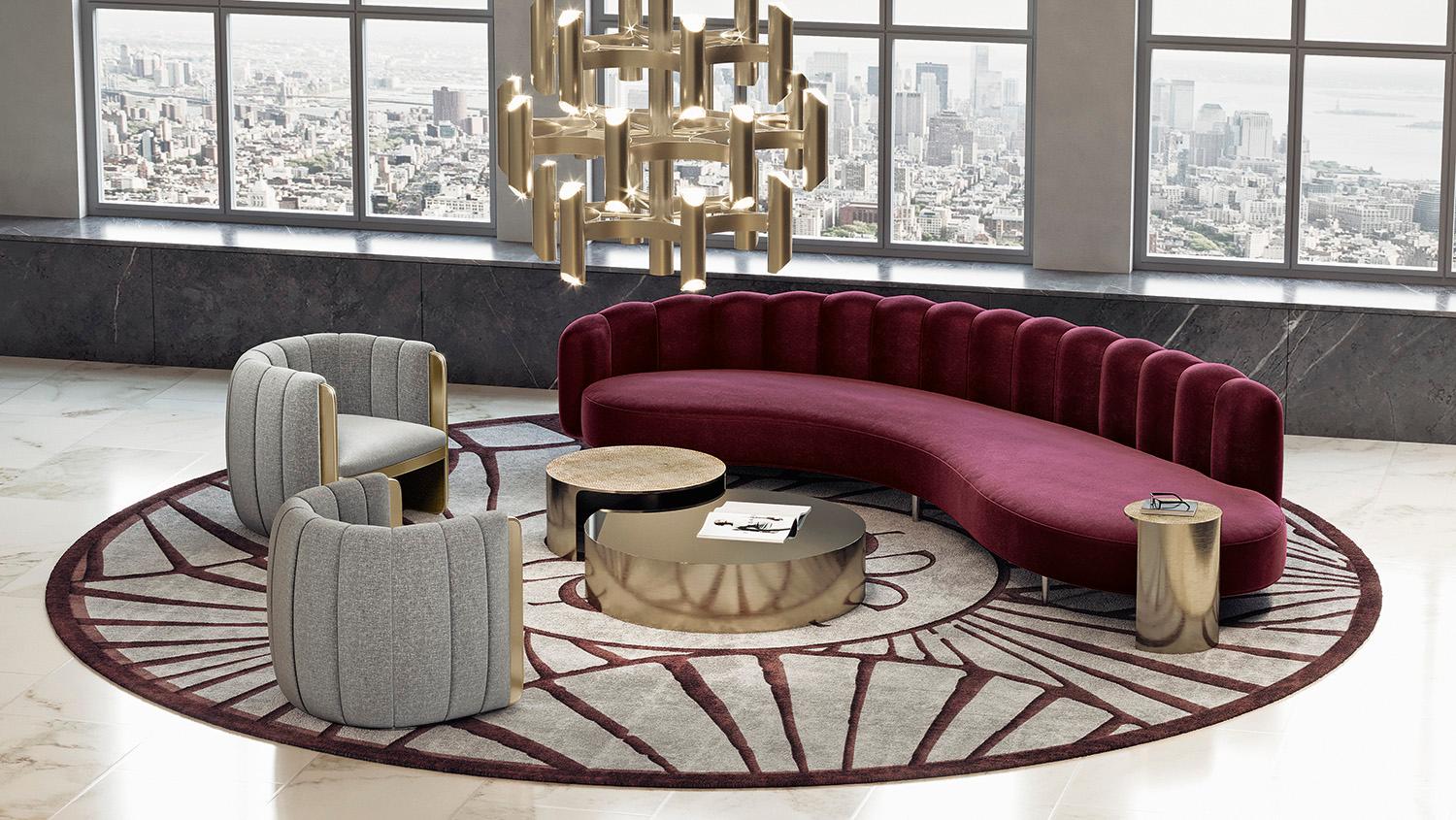 Contemporary Art Deco Style Elie Saab Maison Bordeaux Velvet Monolith Sofa, Italy For Sale