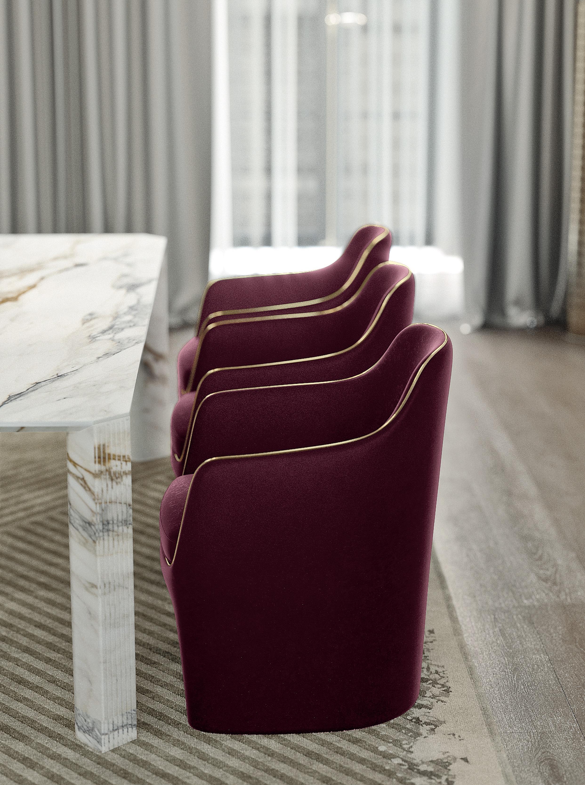 21st Century Art Deco Elie Saab Maison Bronzed Velvet Elite Dining Chair, Italy For Sale 2