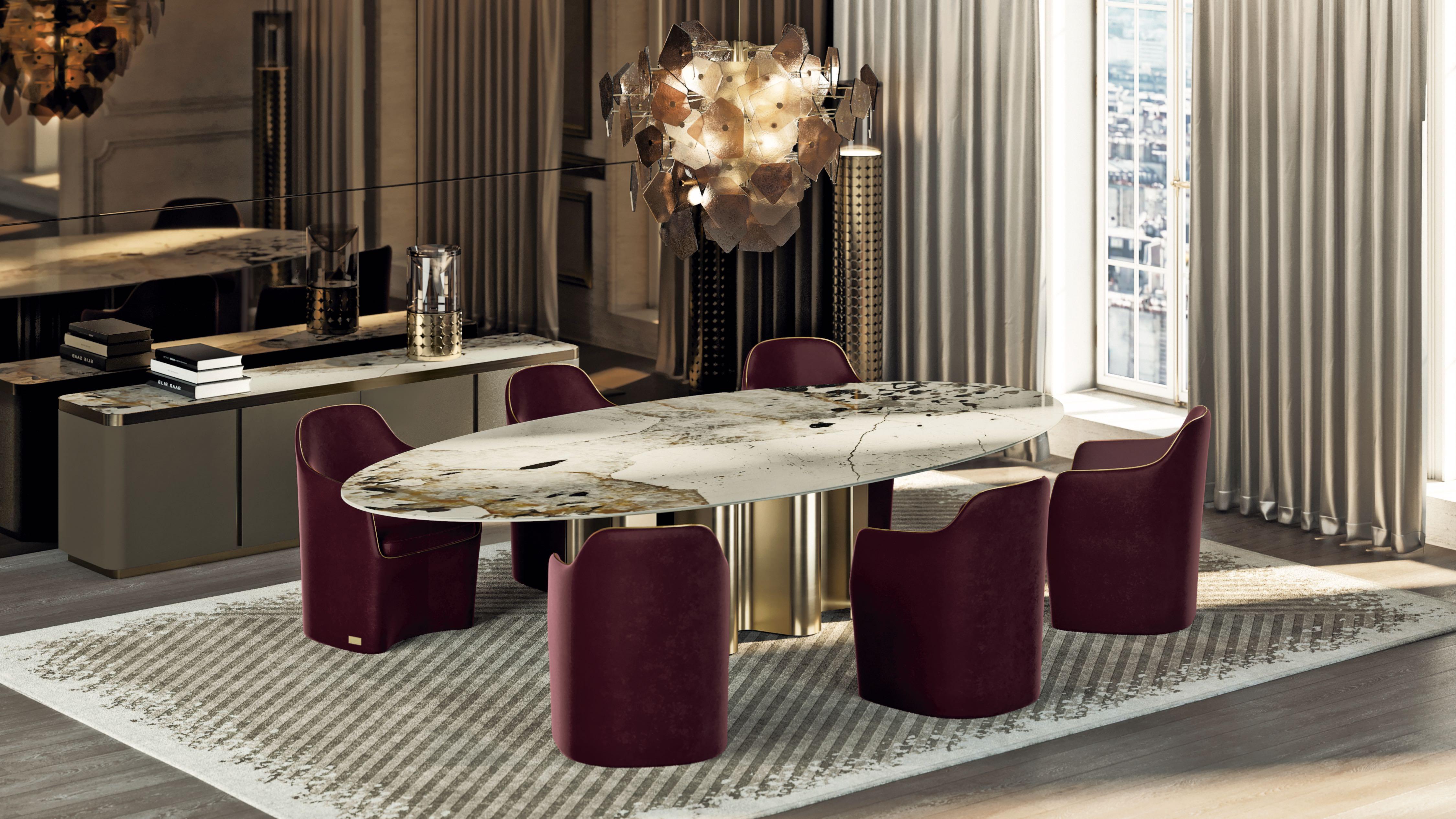 Chaise de salle à manger Art déco du 21ème siècle Elie Saab Maison Bronzed en velours, Italie en vente 4