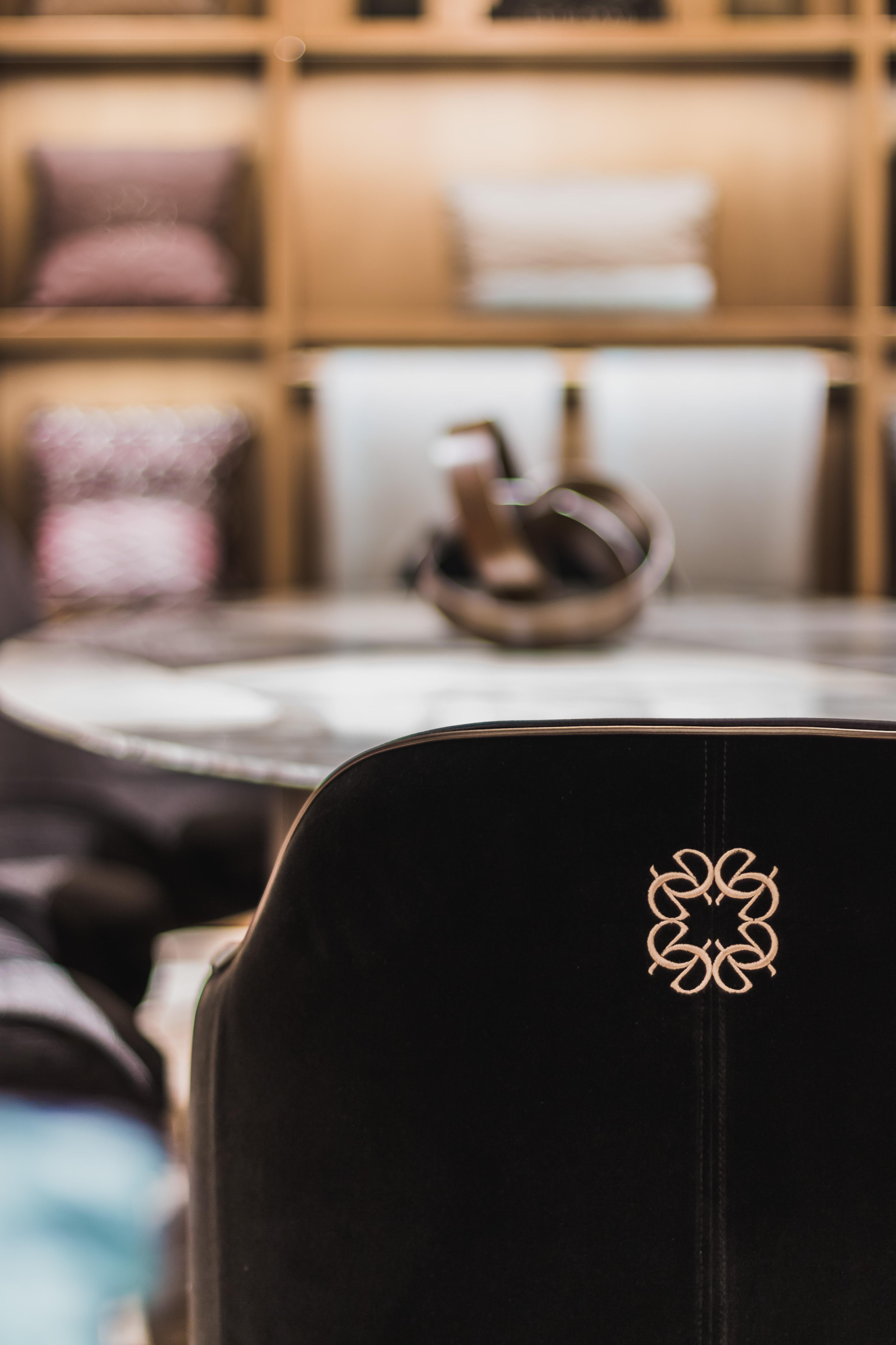 21st Century Art Deco Elie Saab Maison Bronzed Velvet Elite Dining Chair, Italy For Sale 1