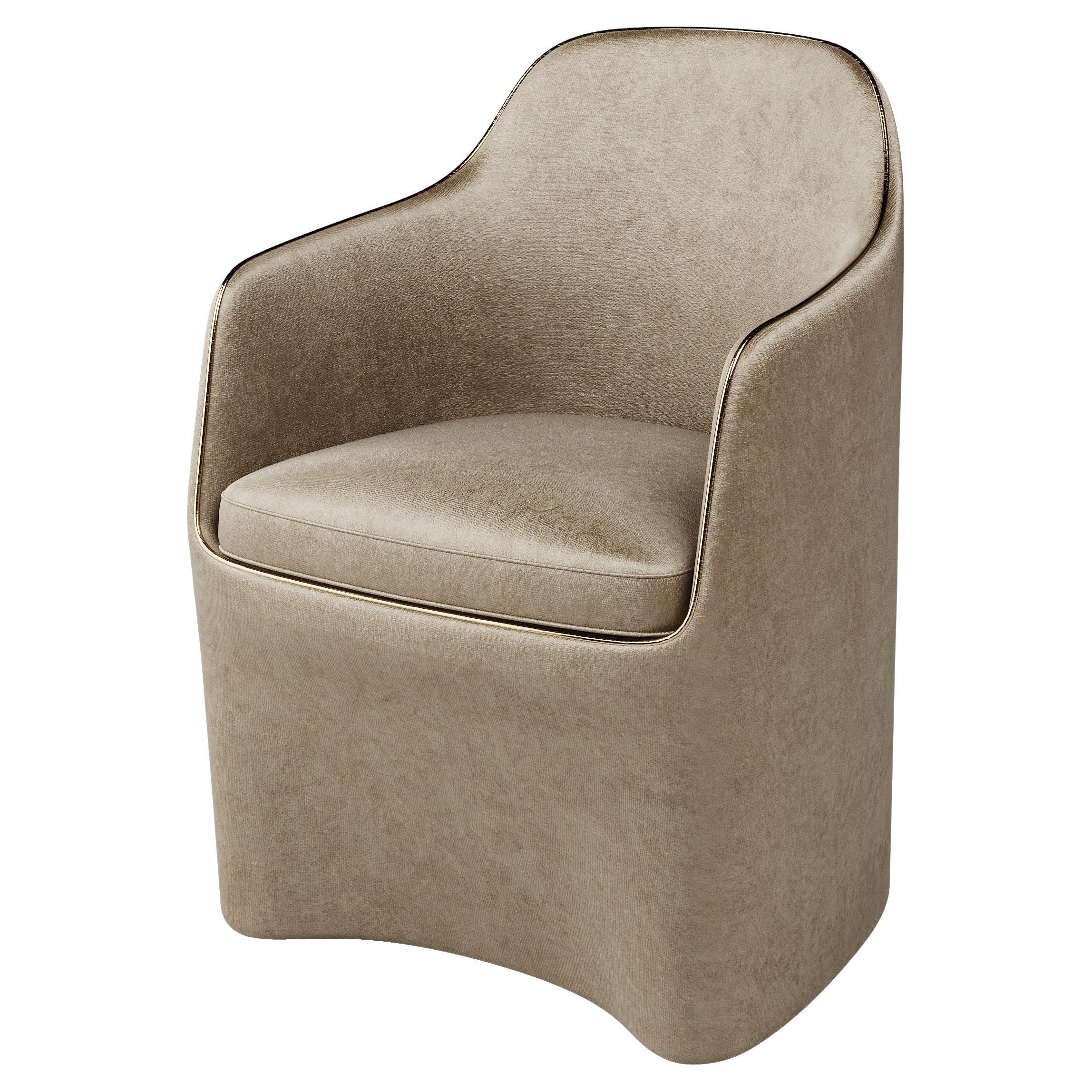 21st Century Art Deco Elie Saab Maison Bronzed Velvet Elite Dining Chair, Italy For Sale