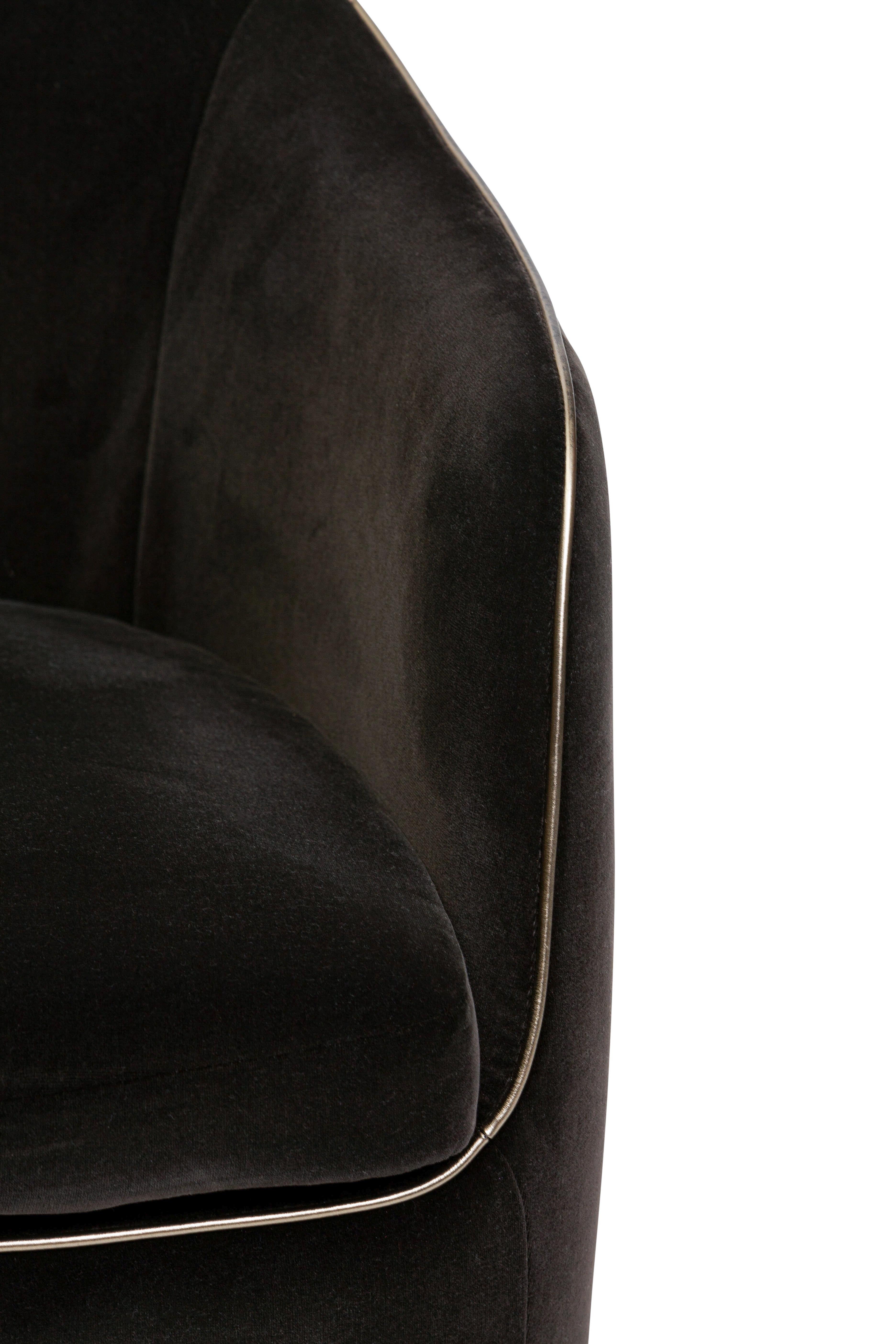 21. Jahrhundert Art Deco Elie Saab Maison Brown Velvet Elite Dining Chair, Italien (Art déco) im Angebot