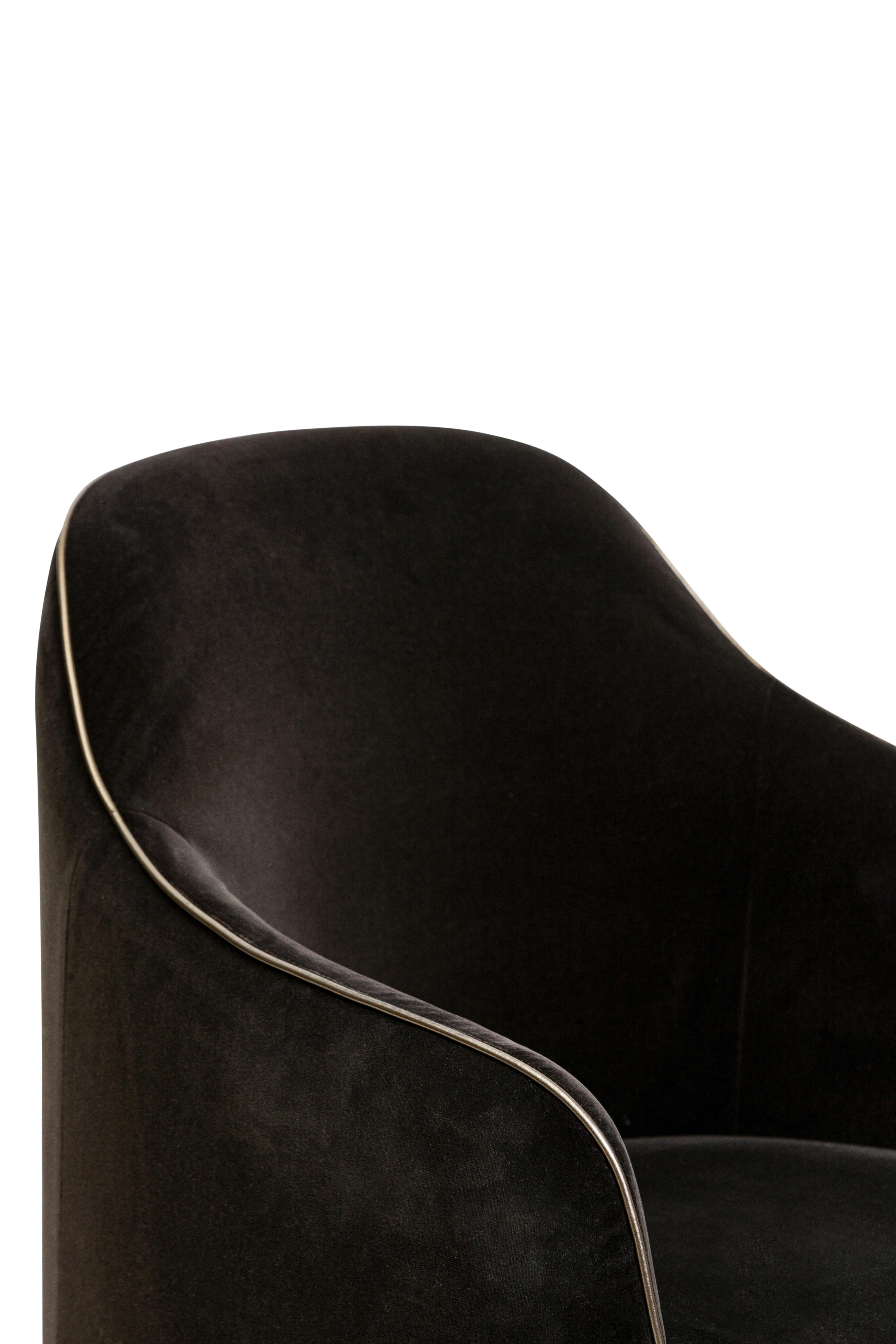 21. Jahrhundert Art Deco Elie Saab Maison Brown Velvet Elite Dining Chair, Italien (Italienisch) im Angebot