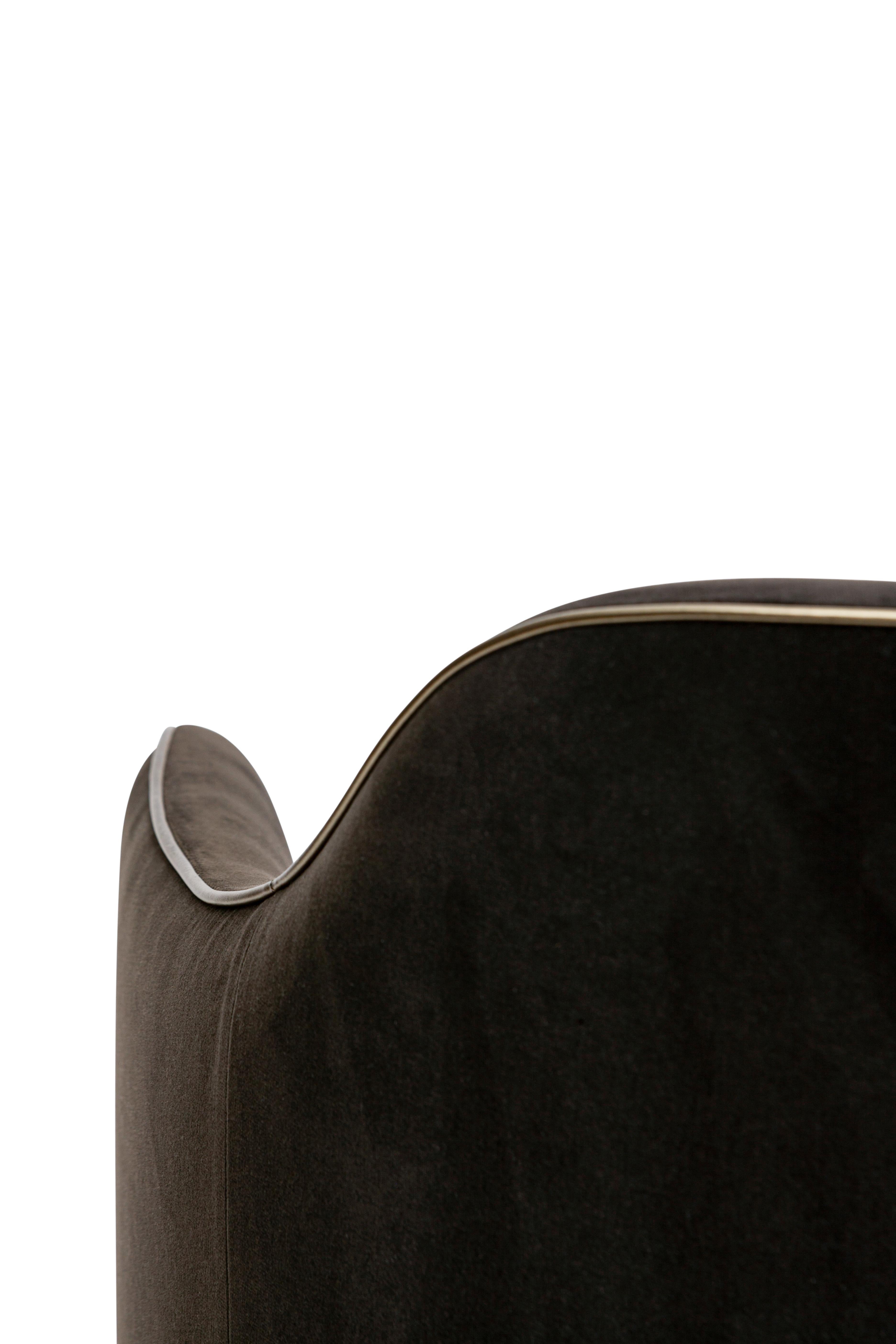 Italian 21st Century Art Deco Elie Saab Maison Brown Velvet Elite Dining Chair, Italy For Sale